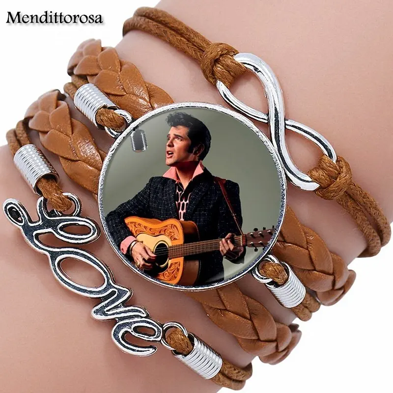 Многослойный кожаный браслет Elvis Presley для женщин и девушек Ювелирное Украшение со