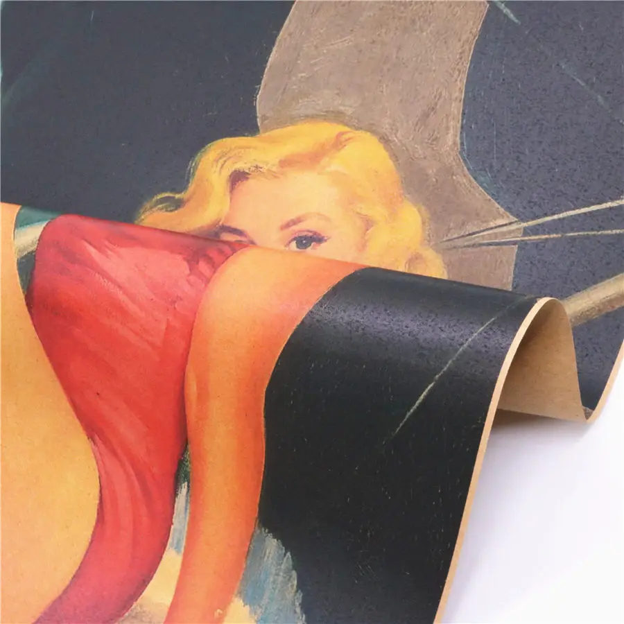 Ретро постер из крафт бумаги для девушек сексуальная Настенная Наклейка с