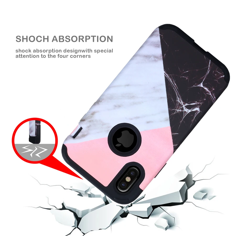 For iphone X Marble case Silicone Slim Fit Shock Absorption Drop Protect Defender Cover 8 8plus full protect |