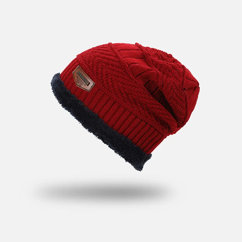 Мужская зимняя шапка 2019 Модная вязаная черная Осенняя толстая и теплая