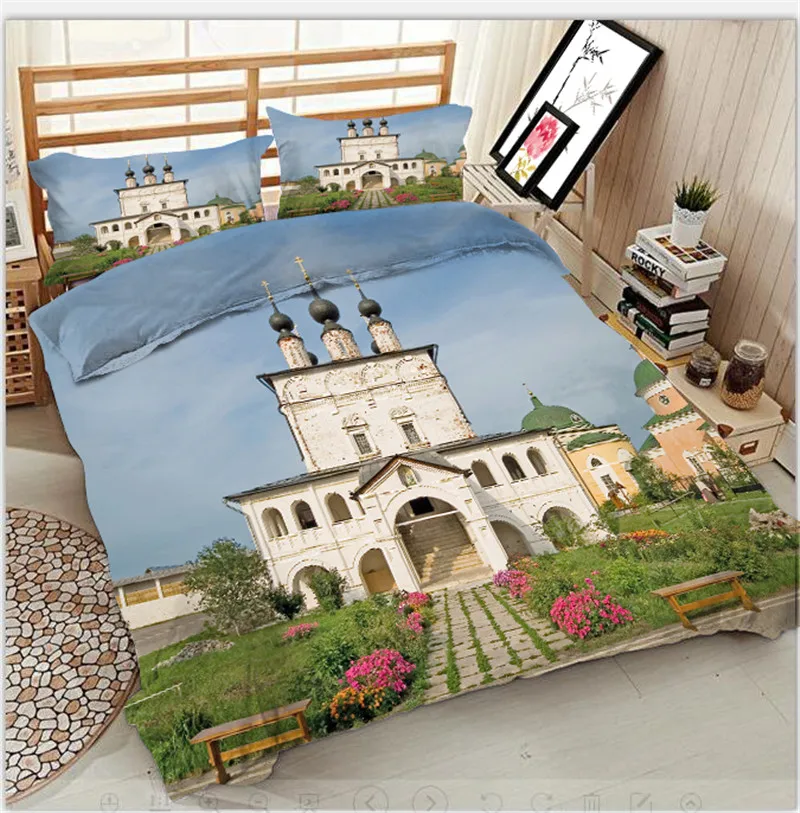 4/6 шт. Комплект постельного белья с 3D цифровой печатью в русском стиле