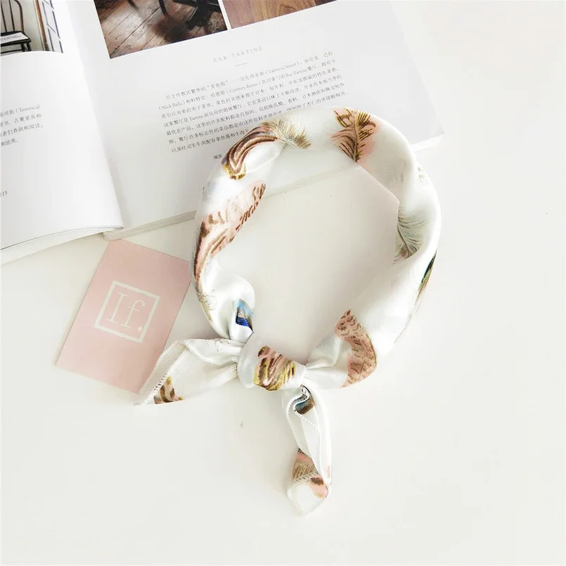 Elegant Women Square Silk Head Neck Feel Satin Scarf Skinny Retro Hair Band Tie Small Fashion Lady scarfs |