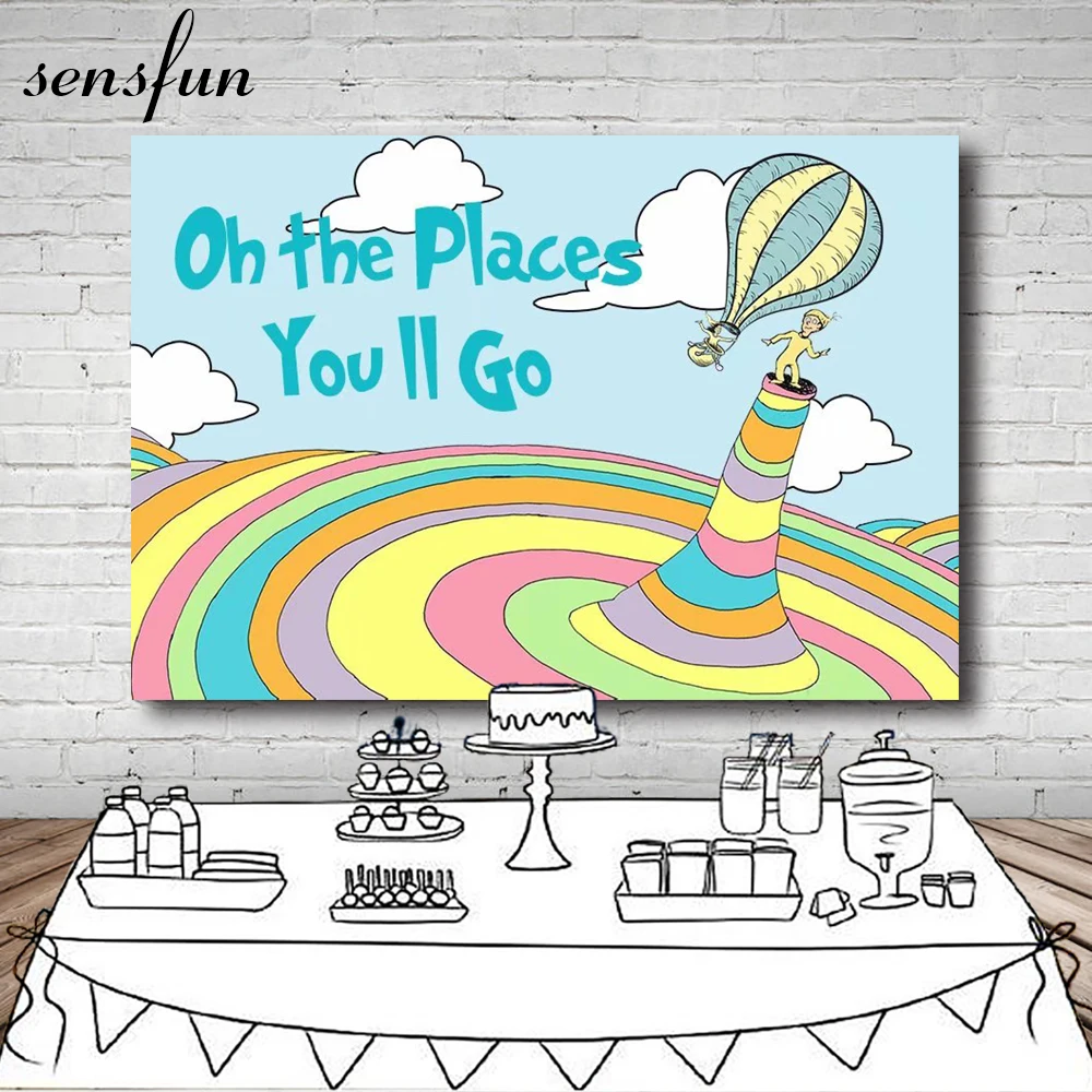 Sensfun Oh The Places You'll Go фон-баннер для детей на день рождения на заказ фотостудия виниловый полиэстер 7x5ft