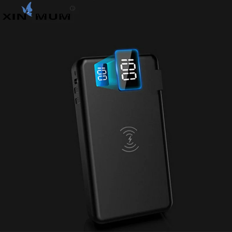 Qi Беспроводное зарядное устройство для iPhone Samsung Xiaomi Huawei и т. д. 10000 мАч Power Bank Dual Usb