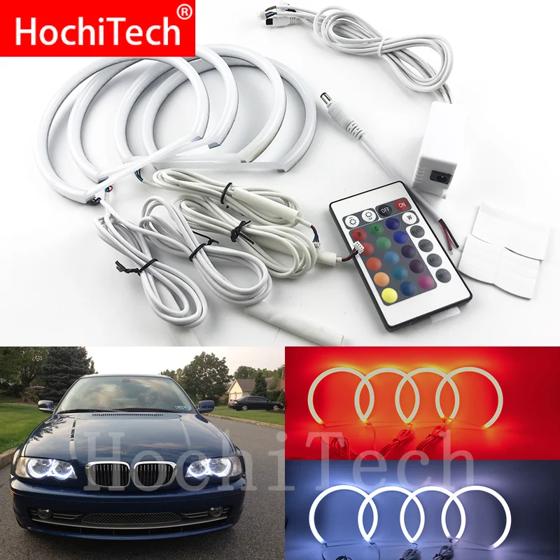 

131mm+146mm Cotton Multi-Color RGB LED Angel Eyes Kit with remote control For BMW E46 2000-2003 Halogen headlight