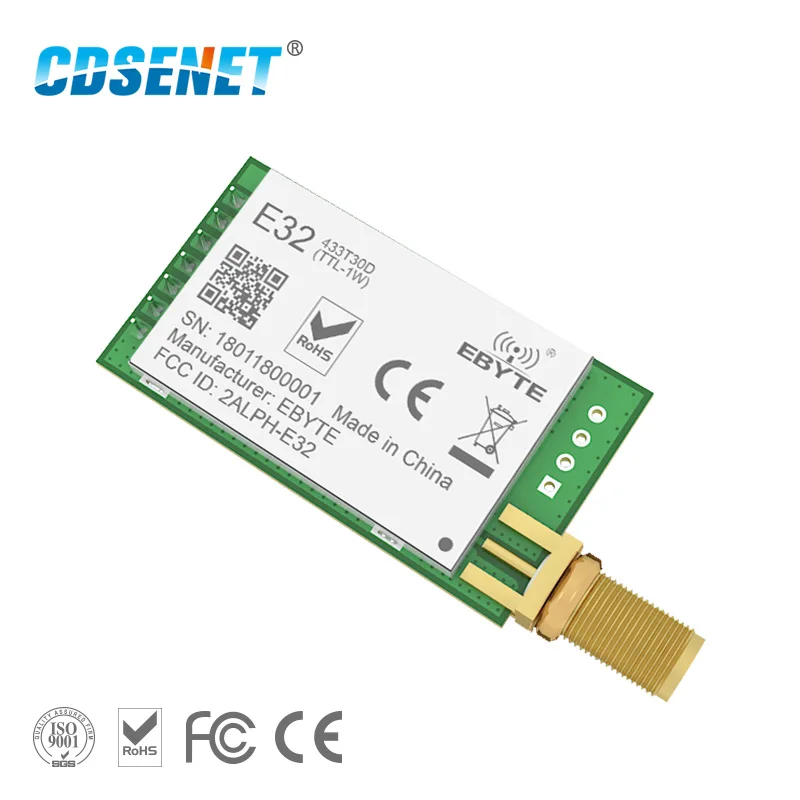 SX1278 LoRa 433 МГц 30dBm1W серийный Порты и разъёмы трансивер E32 433T30D V2.0 SMA длинный диапазон