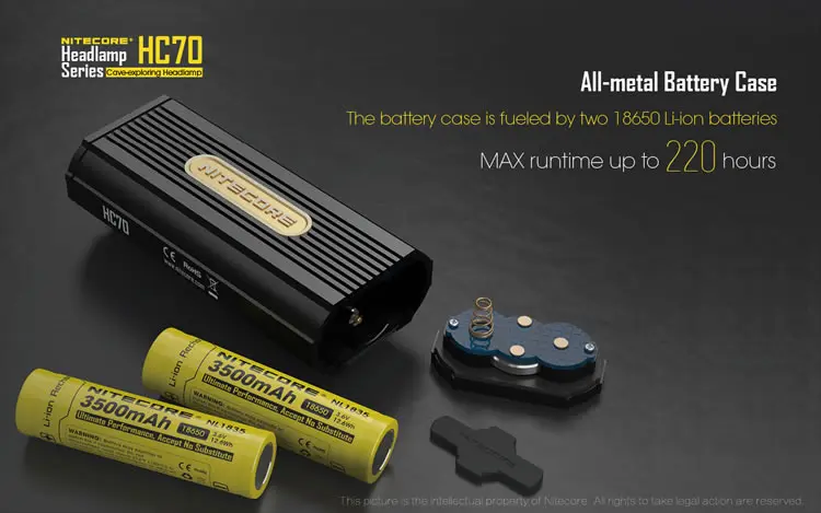 NITECORE HC70 головной светильник CREE XM-L2 U2 светодиодный Макс 1000ЛМ дальность луча 182 м головной светильник наружный налобный фонарь+ батарея+ зарядное устройство i2
