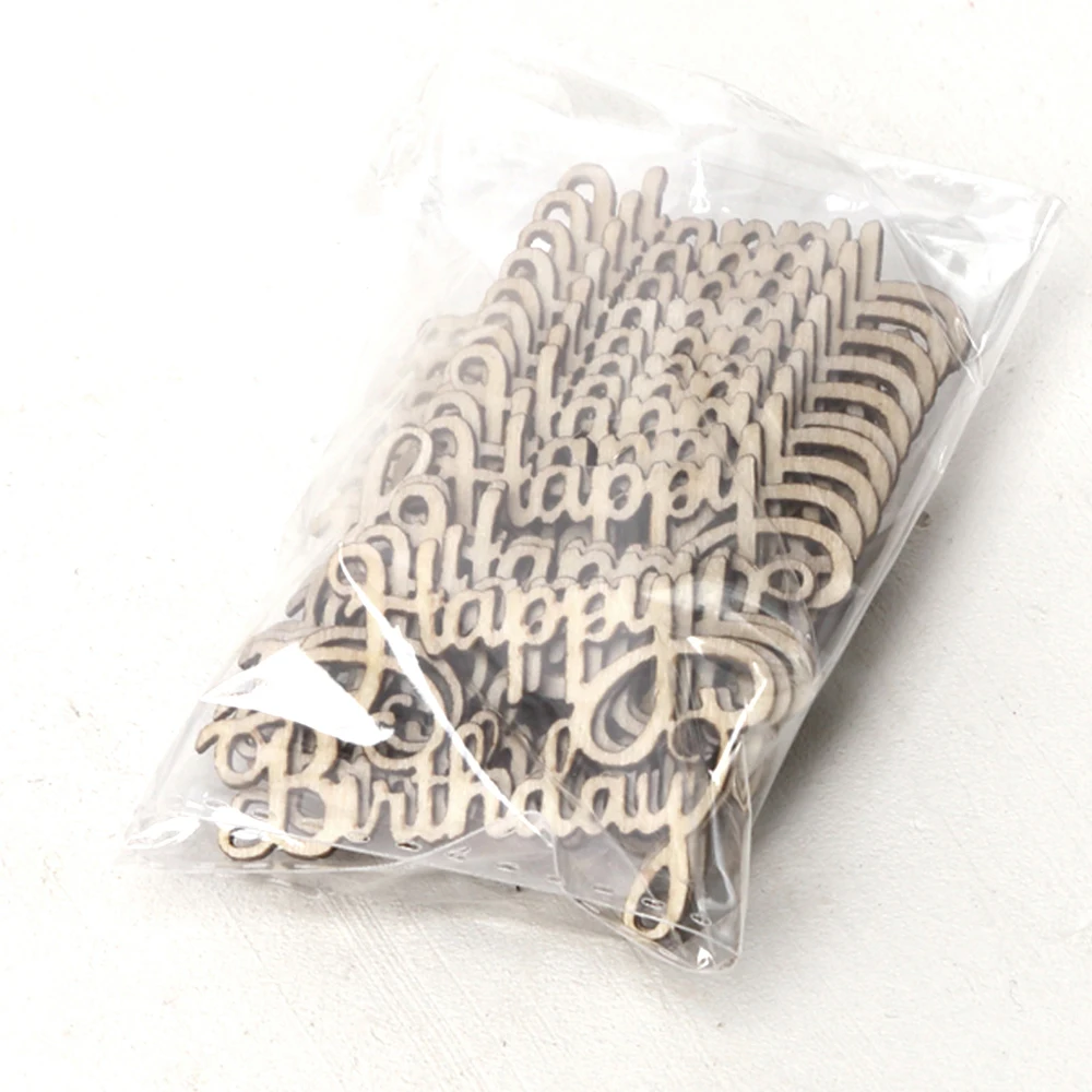 1 сумка &quotс днем рождения&quot деревянный ломтик ручной работы вырезание букв