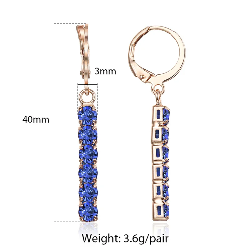 Blue CZ GE246 6 цветов, кубический циркон, 585, розовое золото, серьги для женщин, горячие вечерние ювелирные изделия на свадьбу, Женские Висячие серьги, подарки на день Святого Валентина, GEM32 - Окраска металла: Blue CZ GE246