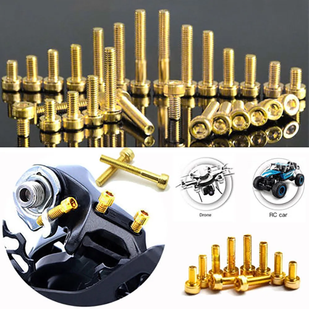 20Pcs M2 M2.5 M3 M4 M5 Allen Screw Hex Socket Knurled Cap Cup Head Titanium Gold Plated Bolts Length 4-35mm | Обустройство дома