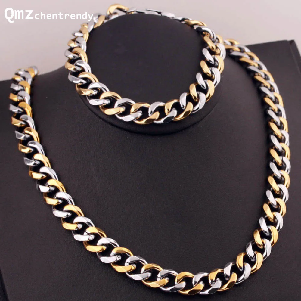 Цепочка кубинская из нержавеющей стали 12 мм 60 см|statement jewelry sets|jewelry setsnecklace bracelet |