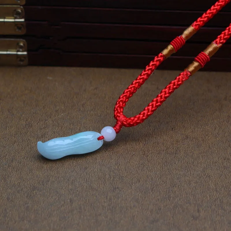 

Natural Burmese Stone Pendant Necklace Carved Cicadas Bamboo Peanut Pendant Men & Women Jewelry JADES Jewelry Kids Style