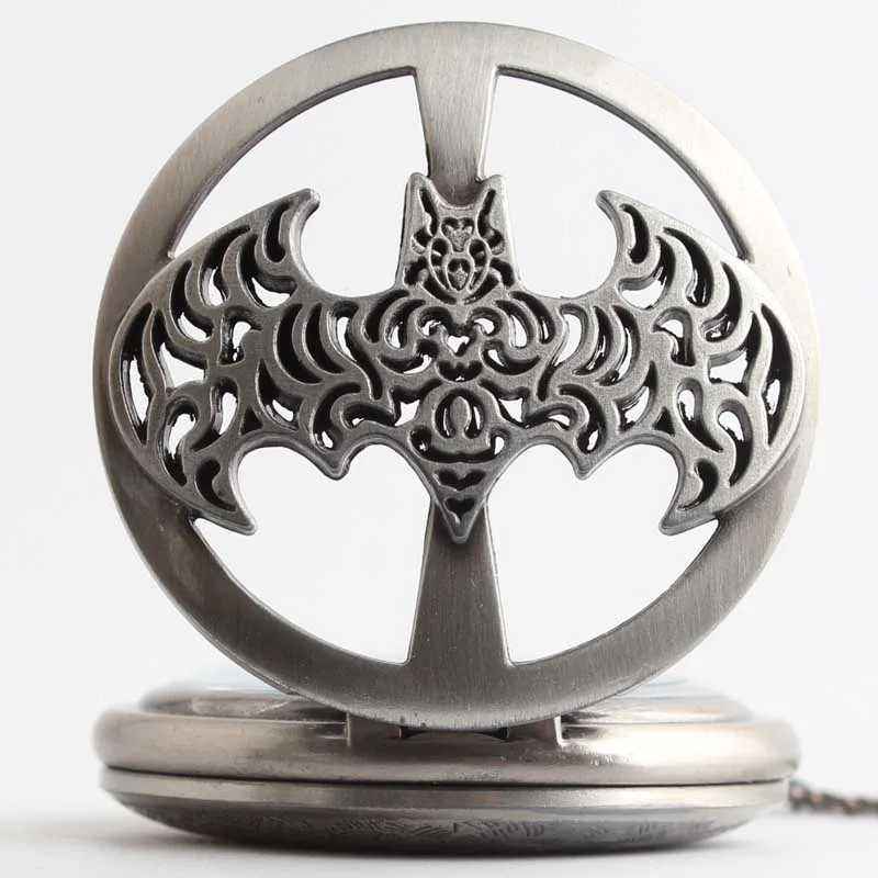 Hot Sell Antique Bat Shape Hollow Bronze Case Quartz Pocket Watch Pendant Chain Man Women Gift Watches | Наручные часы
