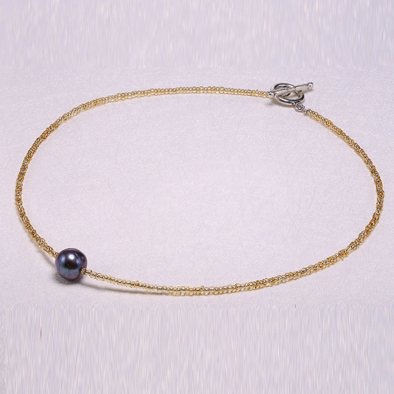DMNFP329 Natural Threaded Pearl Necklace Pearl Necklace 11-12mm Perforated Pendant Necklace Jewelry Gift For Women