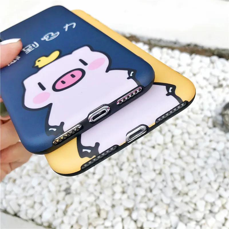 Милые чехлы для телефонов с изображением поросенка iPhone XS Max XR 6 6S 7 8 Plus X китайские