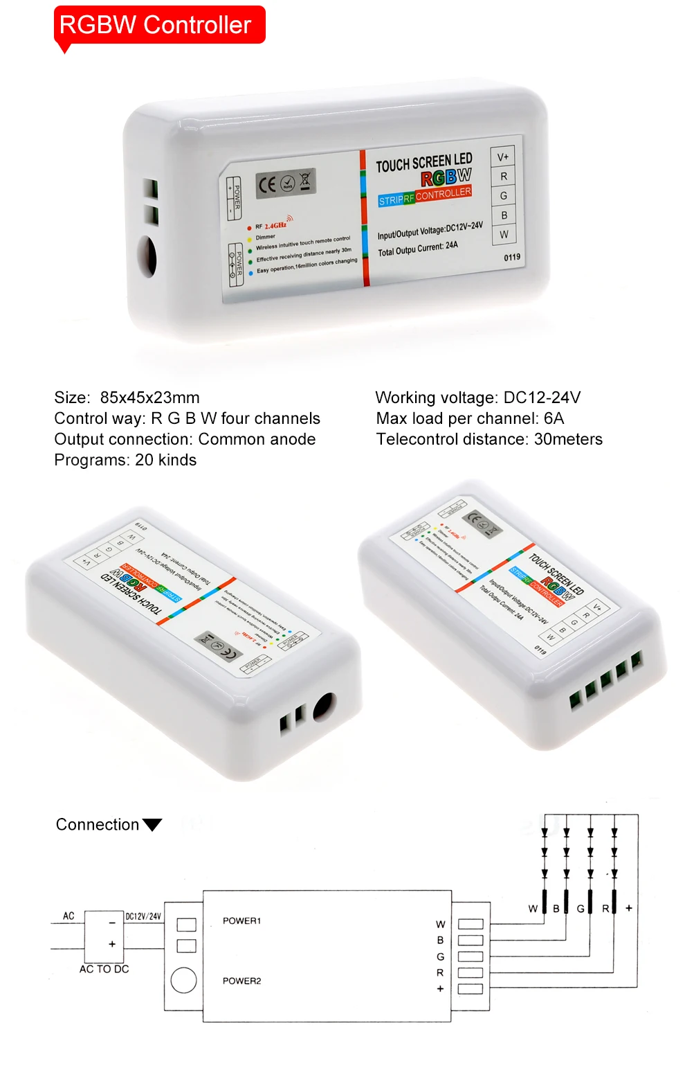 Сенсорный экран светодиодный RGB/RGBW контроллер 2,4G беспроводной DC12-24V сенсорный RF пульт дистанционного управления для RGB/RGBW светодиодные ленты