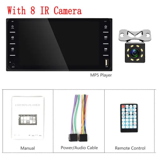 With 8 IR Camera Podofo 2 din " автомобильный Радио Android/IOS MirrorLink Bluetooth USB MP5 мультимедийный плеер для Toyota Corolla универсальный авто стерео - Цвет: With 8 IR Camera
