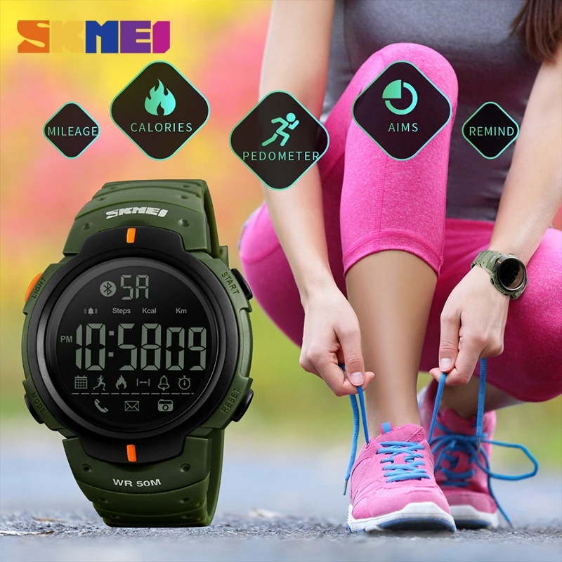SKMEI модные часы Smart Watch Для мужчин калорий Шаг с Bluetooth Водонепроницаемый Смарт Relogio