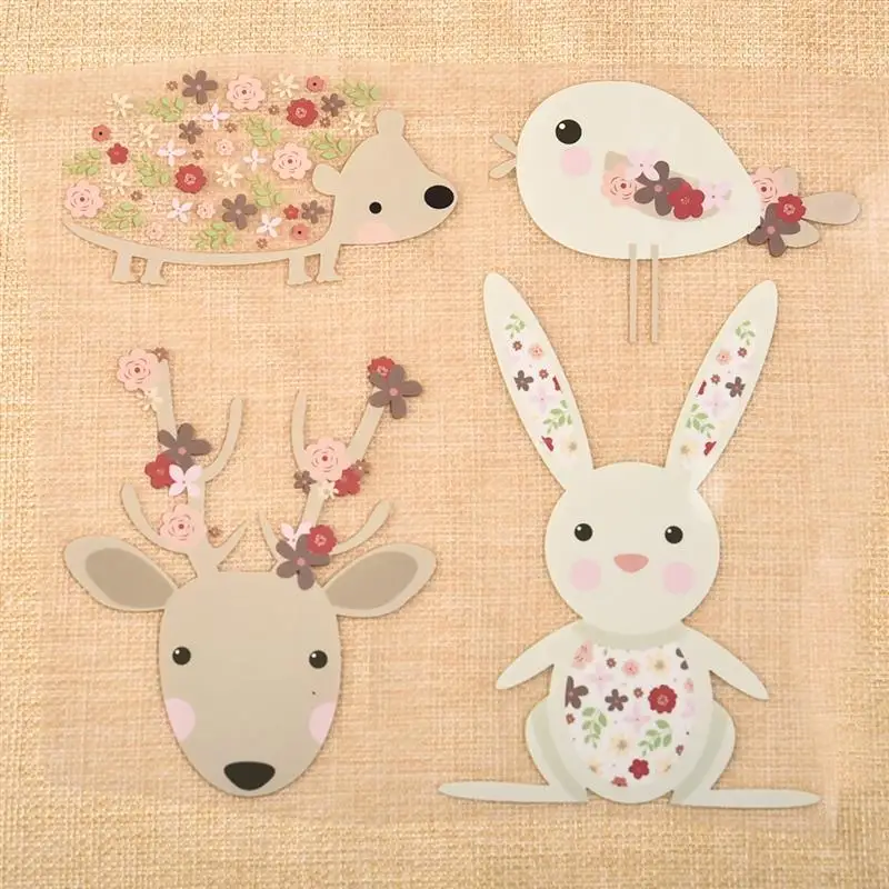 4 шт./компл. моющиеся передача тепла утюг на нашивки Животные птица рисунок кролик