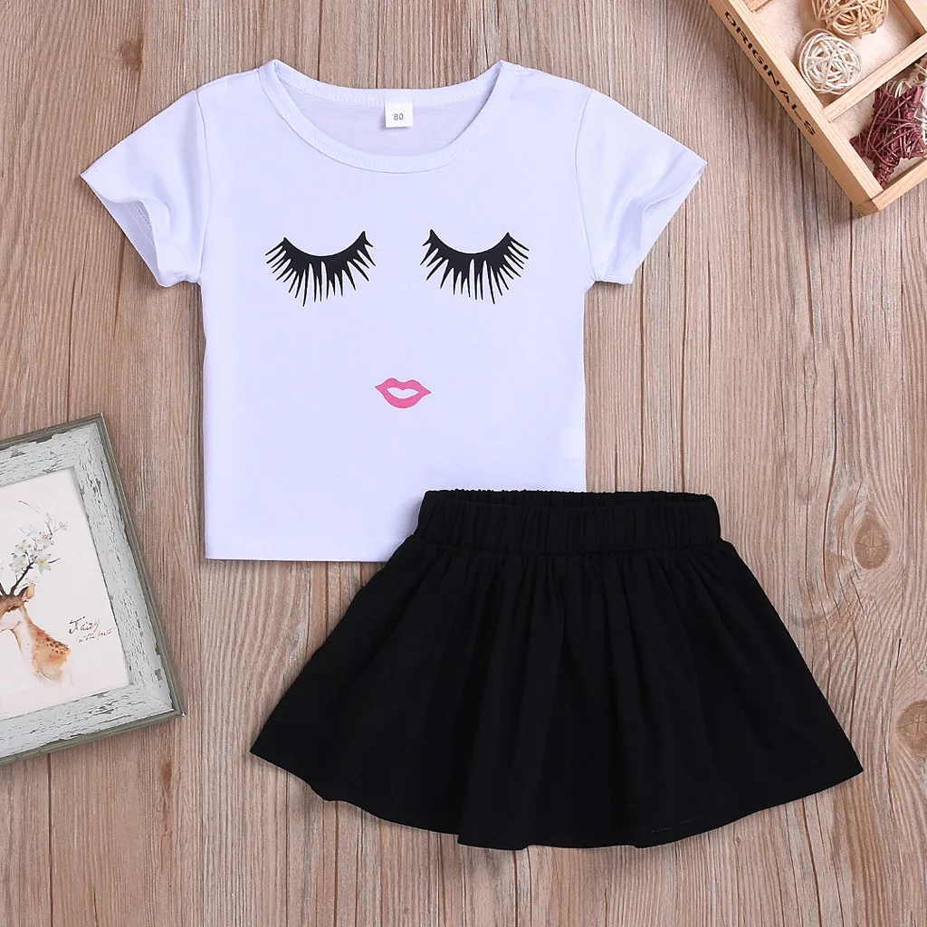 SAGACE/милый костюм для маленьких девочек летняя одежда футболка с принтом смайлика