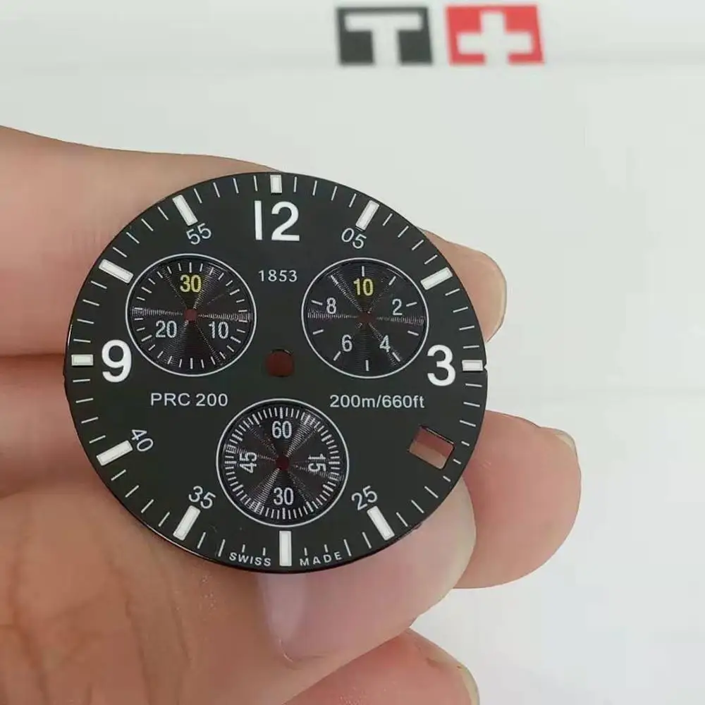 Black dial with logo 31 мм Циферблат часов для T461 мужской PRC200 кварцевые часы буквенные Часы Аксессуары Для T17 запчасти для ремонта - Цвет: Black dial with logo