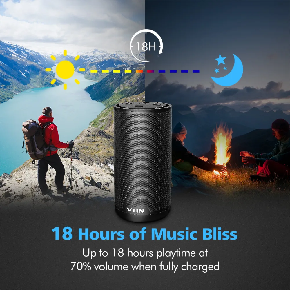VTIN IPX5 портативный Bluetooth динамик 12 Вт открытый беспроводной динамик с двумя драйверами микрофон для iPhone X/8 для huawei mate 10/P20