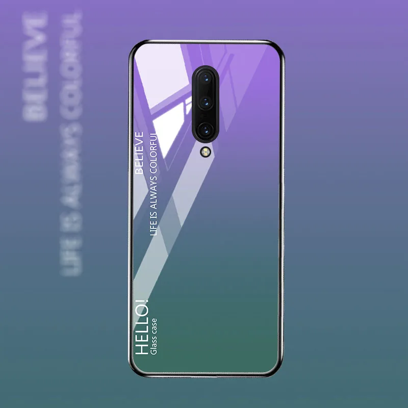 M060 Чехол для Oneplus 7 7T Pro, Роскошный чехол из закаленного стекла, чехол для One plus 7 7T Pro, бампер, чехол - Цвет: M060