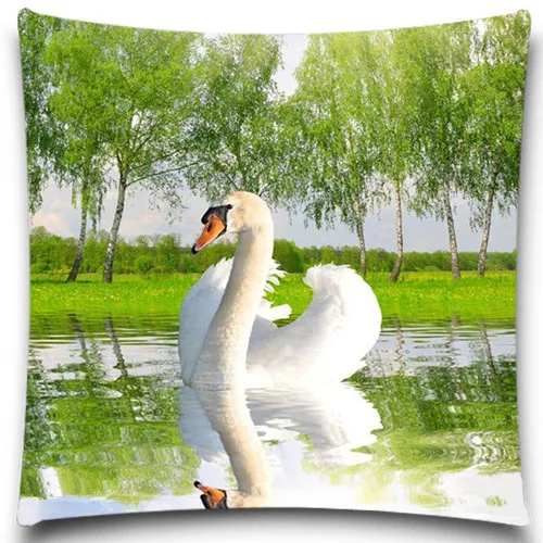 Чехол с изображением лебедя Квадратной Подушки из хлопка размер 5 9|cushion cover|polyester