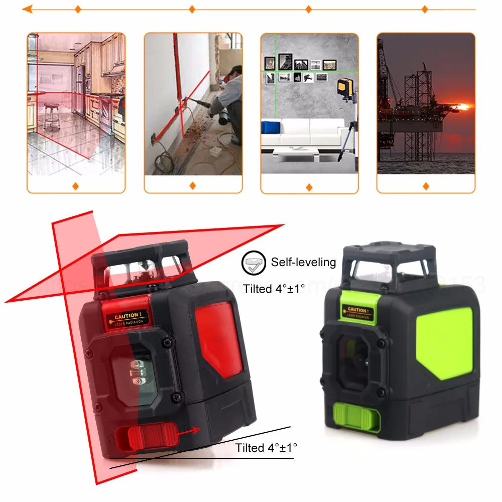 Лазерный 3D уровень красный/зеленый промышленный пятилинейный Высокоточный