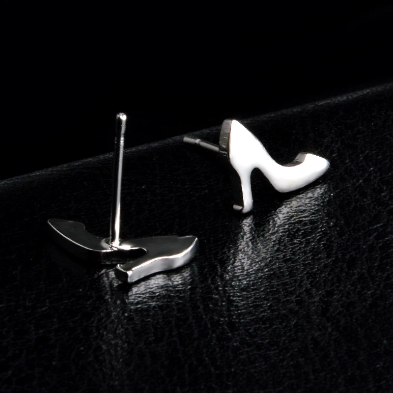 Женские серьги гвоздики на высоком каблуке серебристые|stud earrings|stud earrings wholesaleearrings