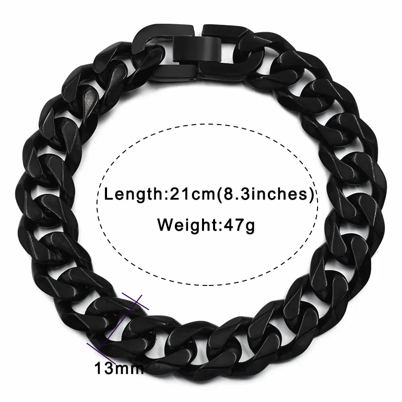 13mm black color Moorvan ювелирный мужской браслет, кубинские звенья и цепи, браслет из нержавеющей стали для браслета, мужской аксессуар, B284 - Окраска металла: 13mm black color