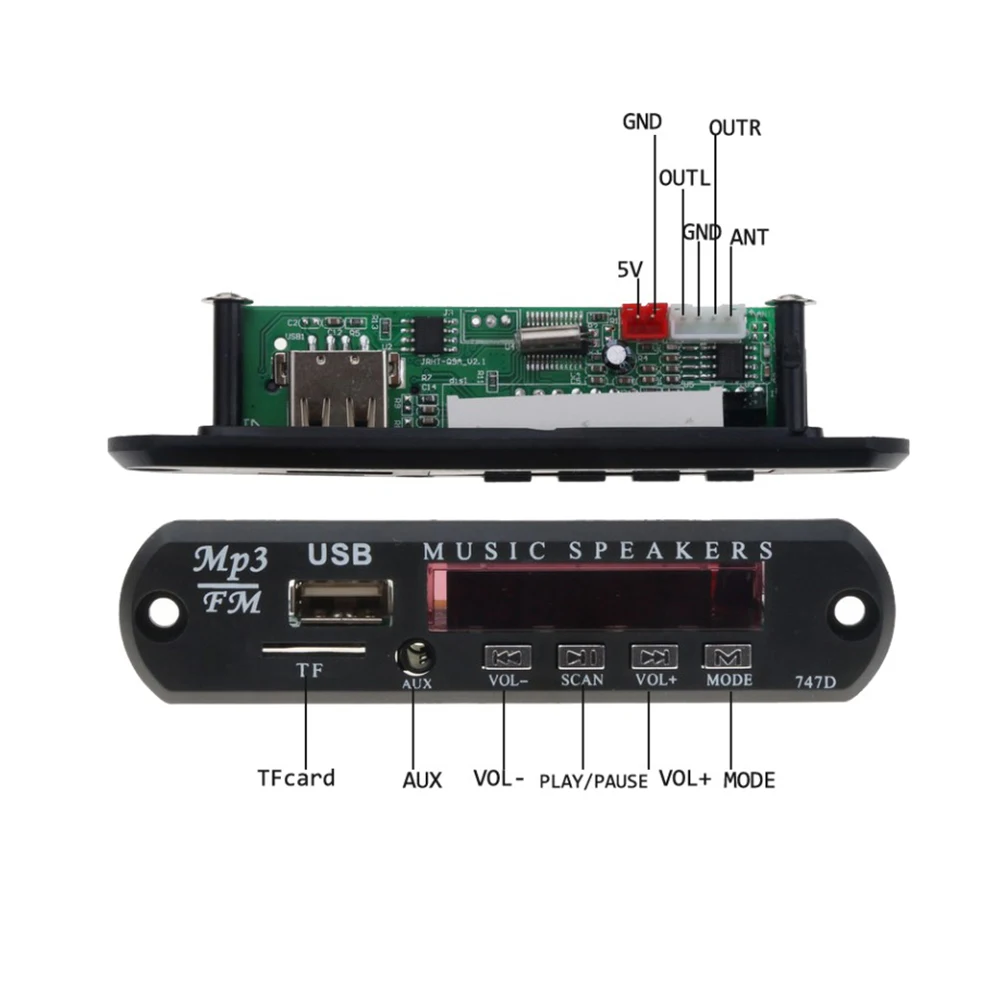 Q9A 12V Music Speaker USB Car Decoder MP3 Radio Audio Board FM AUX TF Remote | Электроника