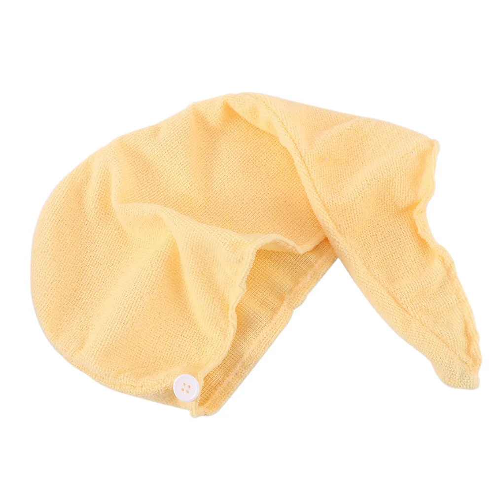 yellow 1 шт., впитывающая женская шапка для волос, бамбуковое волокно, Волшебная сушка, тюрбан, полотенце для волос, быстросохнущая сушилка для волос, банное салонное полотенце, инструменты для купания - Цвет: yellow
