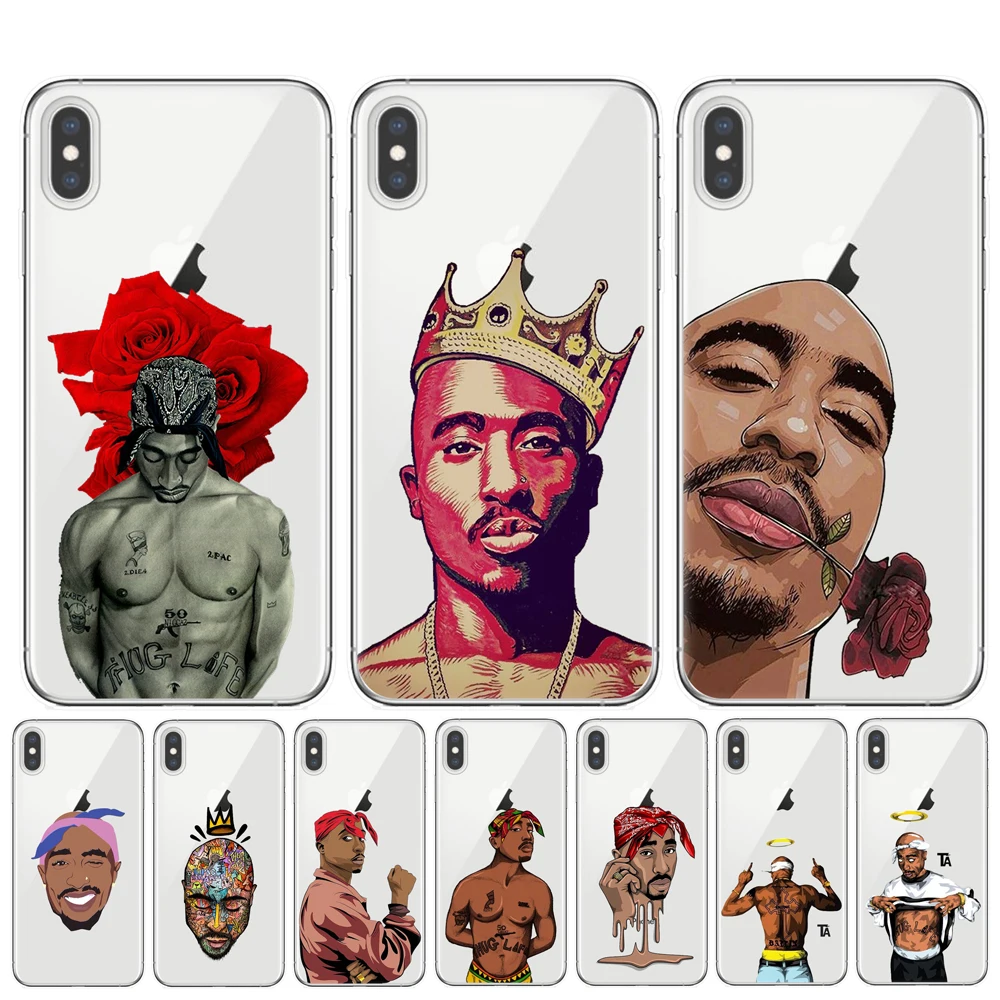 Прозрачный силиконовый мягкий ТПУ чехол для телефона 2Pac Makaveli Tupac Amaru Shakur iPhone X XR XS