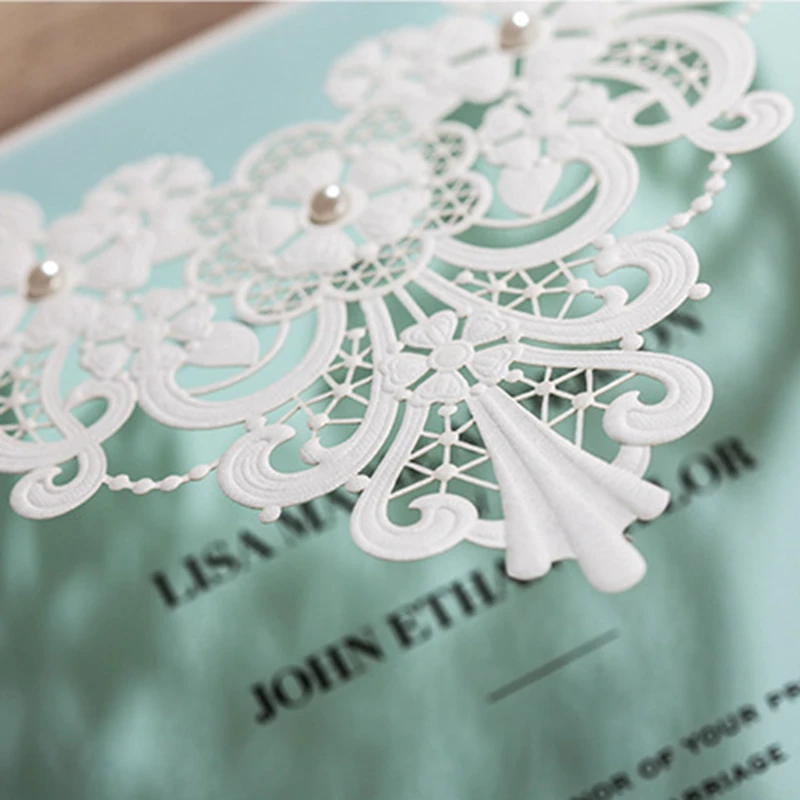 100pcs Vertical Laser Cut White Hollow Flora Wedding Invitation with envelope insert Customizable CW5190 |