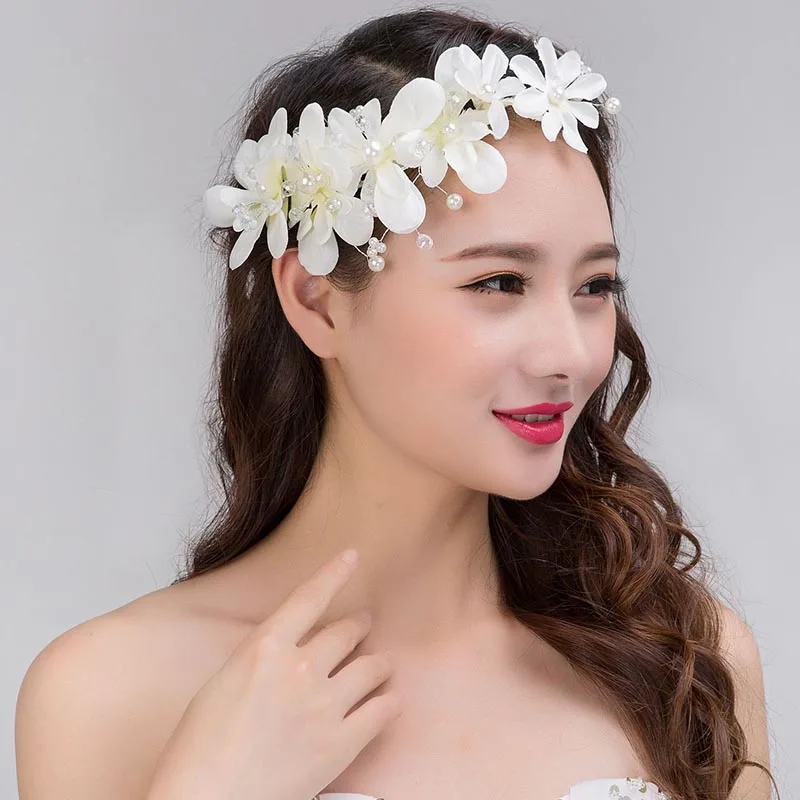 Женский обруч для волос с цветами FORSEVEN белый или красный большой свадебный