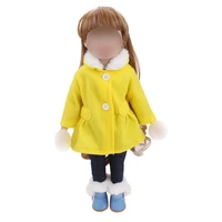 doll clothes yellow woolen overcoat set in 8 colors fit 18 inch girl dolls and 43 cm baby dolls clothing accessories c734