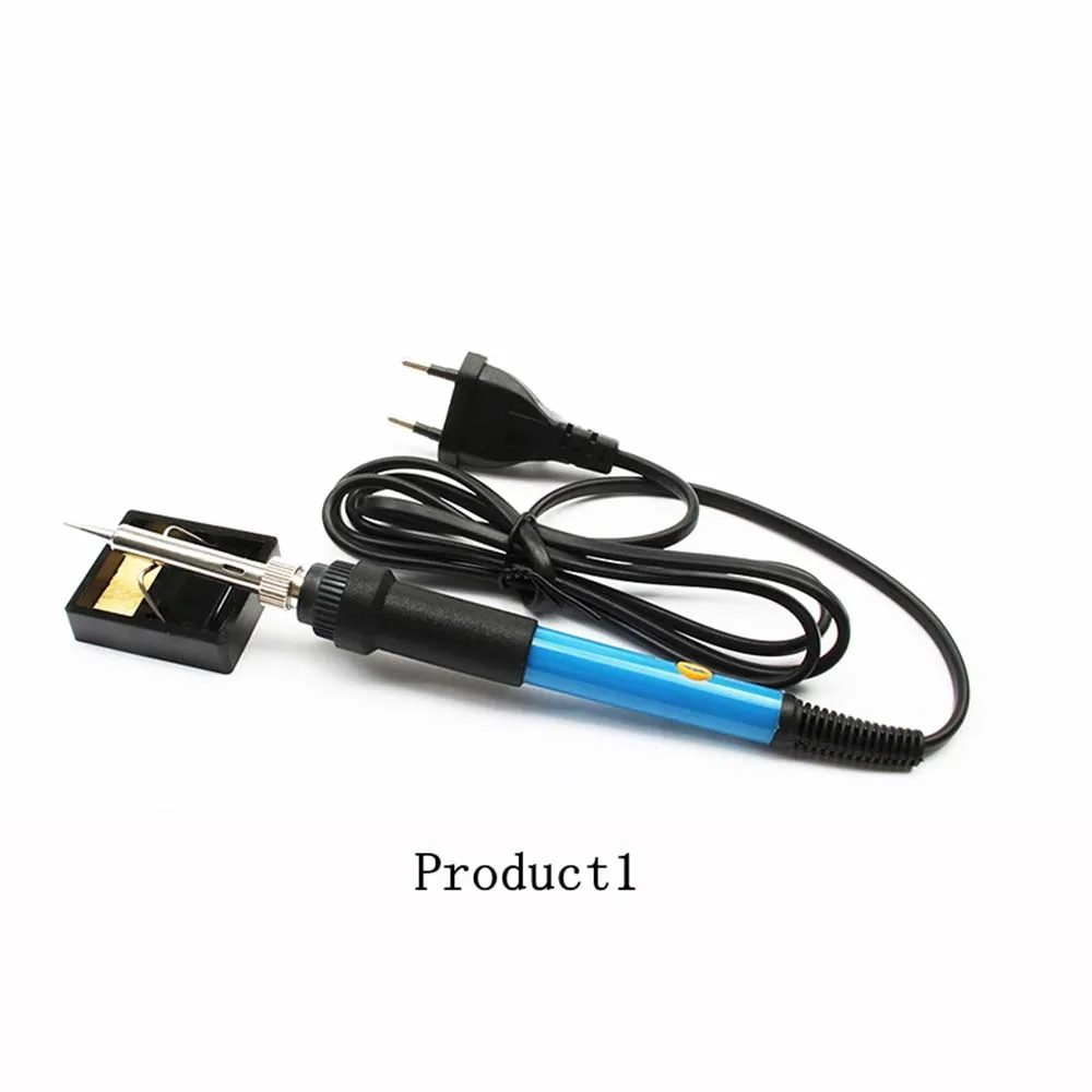 product1 60 Вт Электрические паяльники с регулируемой температурой для ЕС и США Электрический утюг с мини-ручкой Тепловая паяльник 5 наконечников с основанием - Цвет: product1