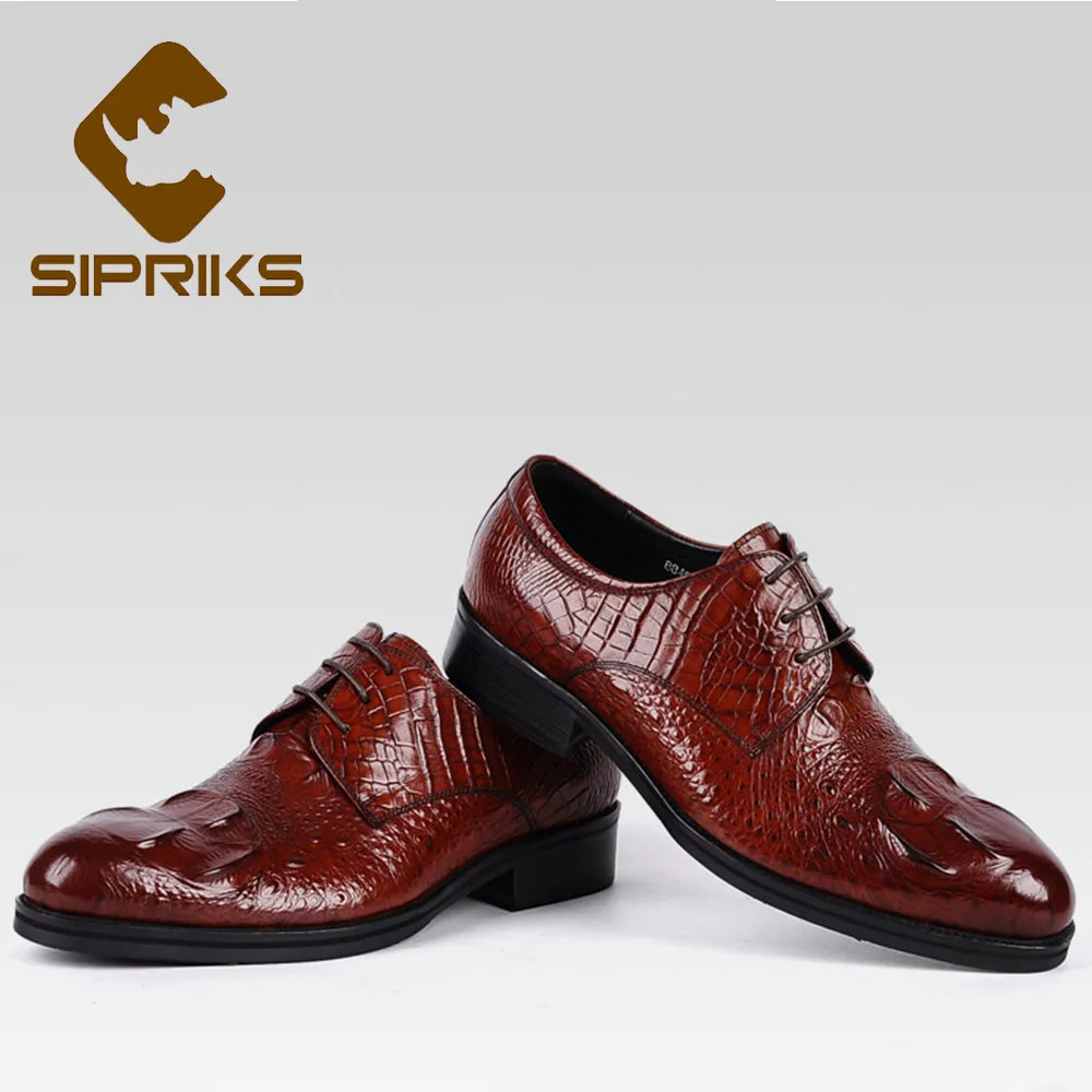 Sipriks/Большие размеры 37-45; бордовые модельные кожаные туфли; мужские оксфорды из крокодиловой кожи с принтом; свадебные туфли; мужские туфли под костюм