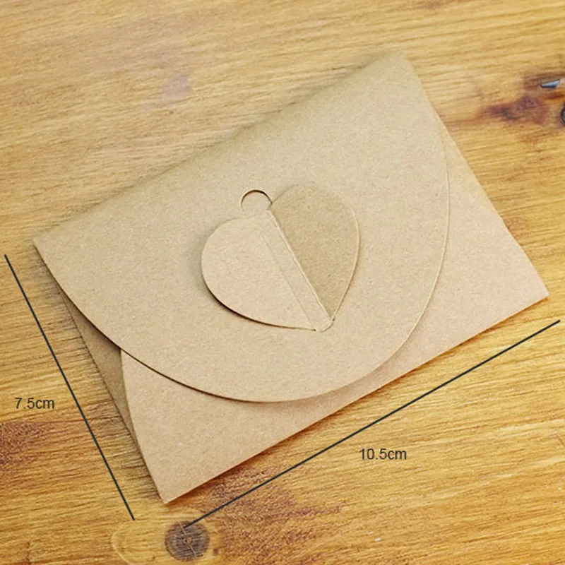 50 шт./лот ручная работа коричневый бумажный мешок мини конверт сердце крафт