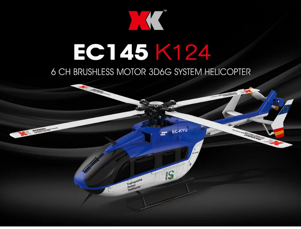 Бесщеточный двигатель XK K124 EC145 6CH 3D 6G система дистанционного управления вертолет