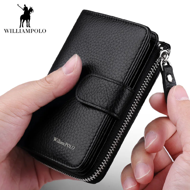 Мужской тонкий кошелек WILLIAMPOLO держатель для карт из натуральной кожи 2018|walet brand|men