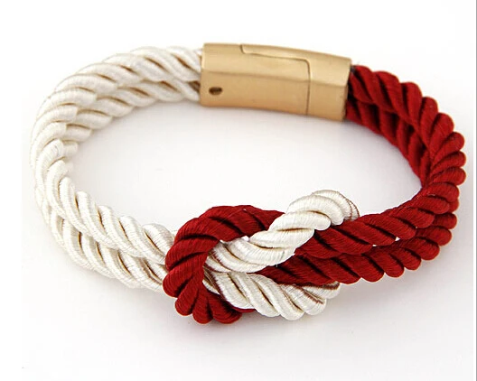 Двухслойный золотистый веревочный браслет с подвеской в морском стиле для