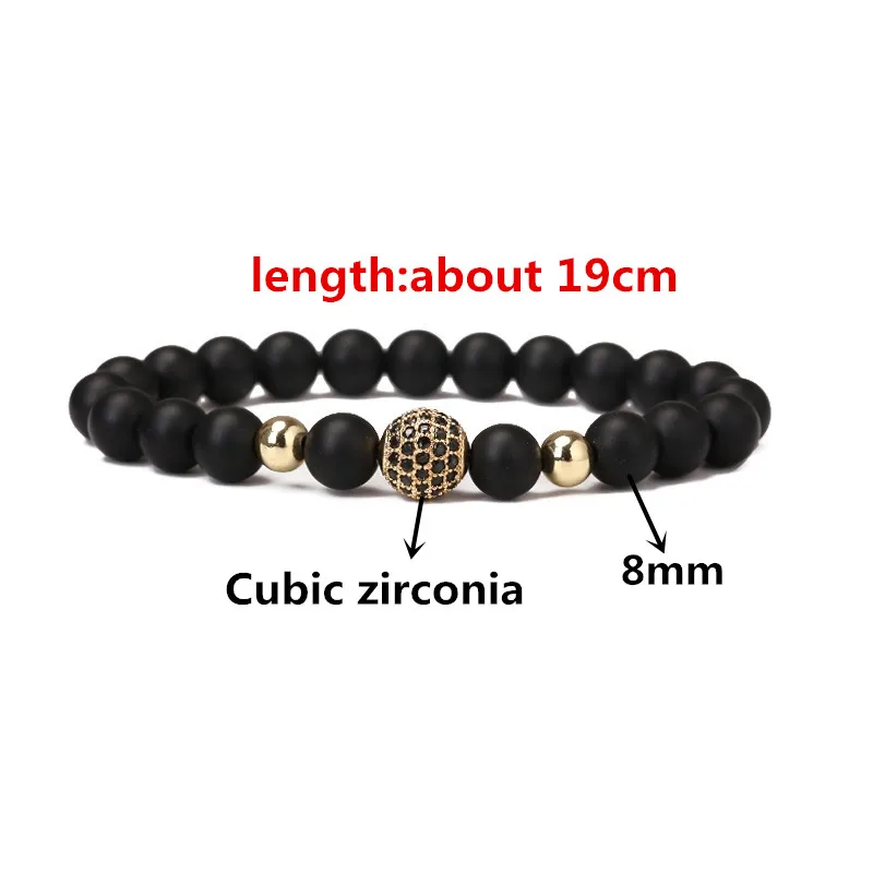 CZ мяч Браслет Подвески Pulsera Для мужчин изделия 8 мм бусины браслеты жёсткий