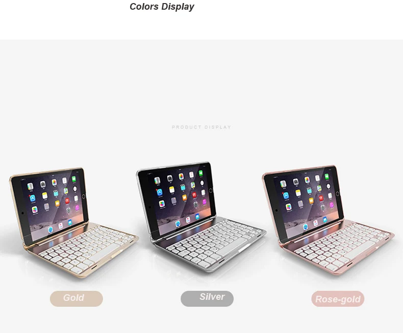 Witsp@ d роскошный чехол с Bluetooth клавиатурой для iPad Mini() и iPad mini 4, 7 цветов светодиодный чехол с подсветкой/алюминиевый беспроводной Чехол