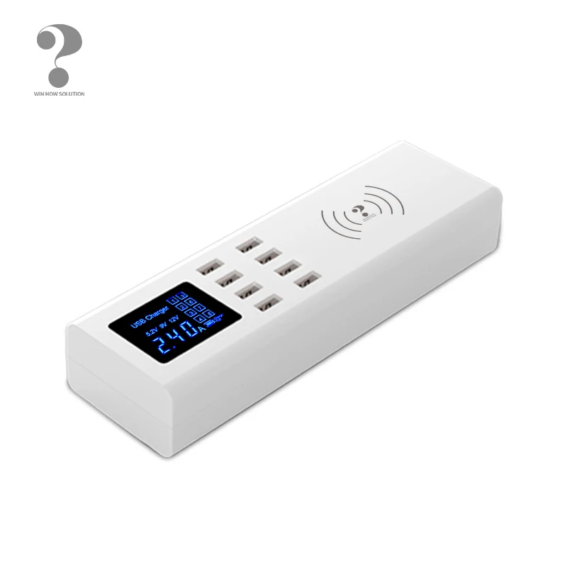 Wireless Умный Универсальный usb зарядное устройство светодиодный дисплей 8 портов втулка для быстрой зарядки настенный адаптер розетка питания для Apple Android HUAWEI Xiaomi htc - Цвет: Wireless