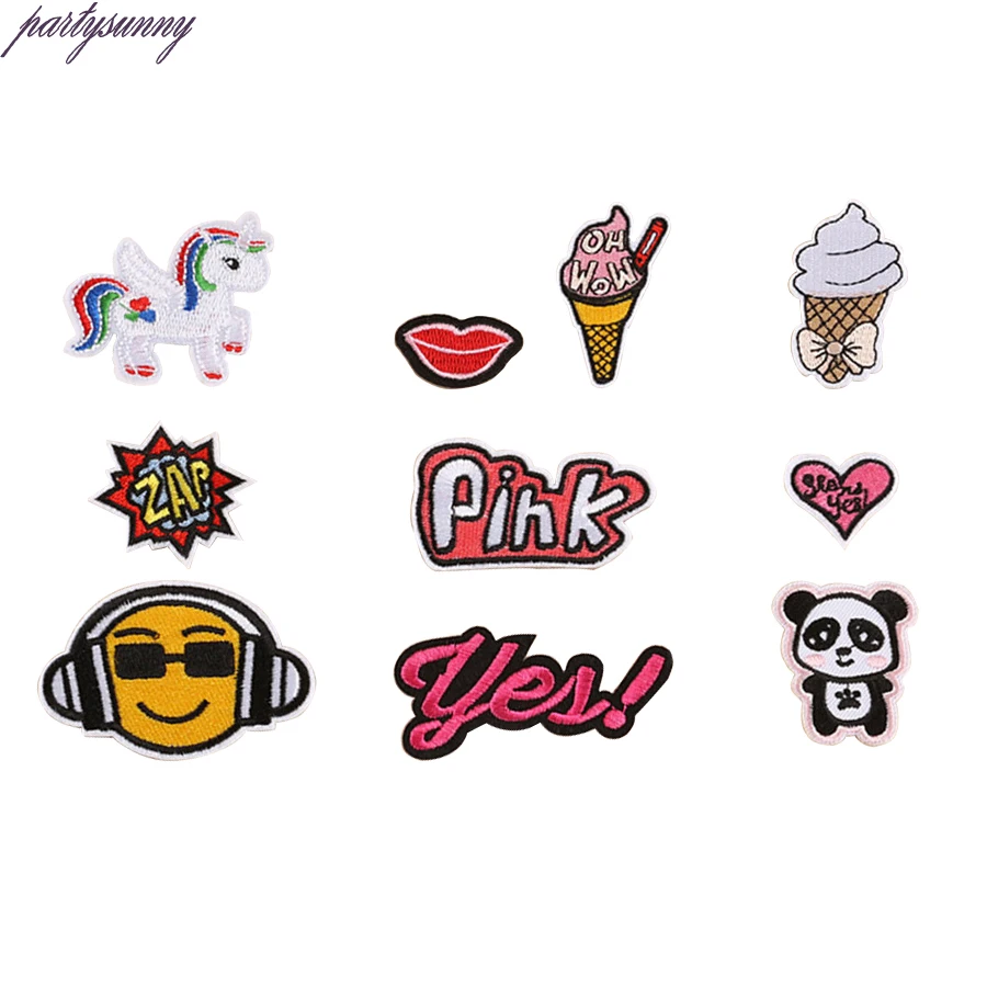 PF Панда Патч Письмо Сексуальные Губы Полоса Значки Патчи Вышивка Термо наклейки