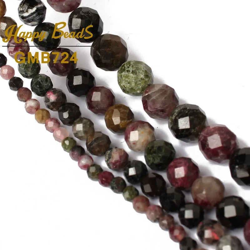 AAA натуральные граненые цветные турмалиновые драгоценные камни бисер высокого