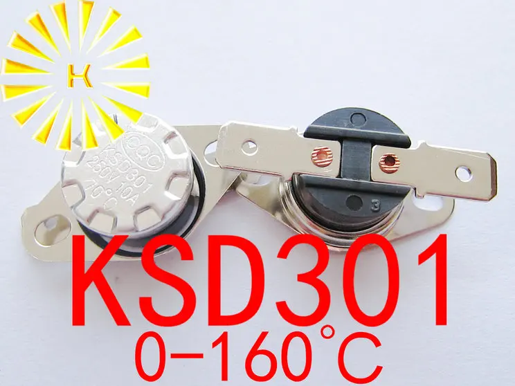 5 шт. x KSD301 0-160 градусов C 10A 250 В KSD-301 нормально открытый/закрытый термостат |