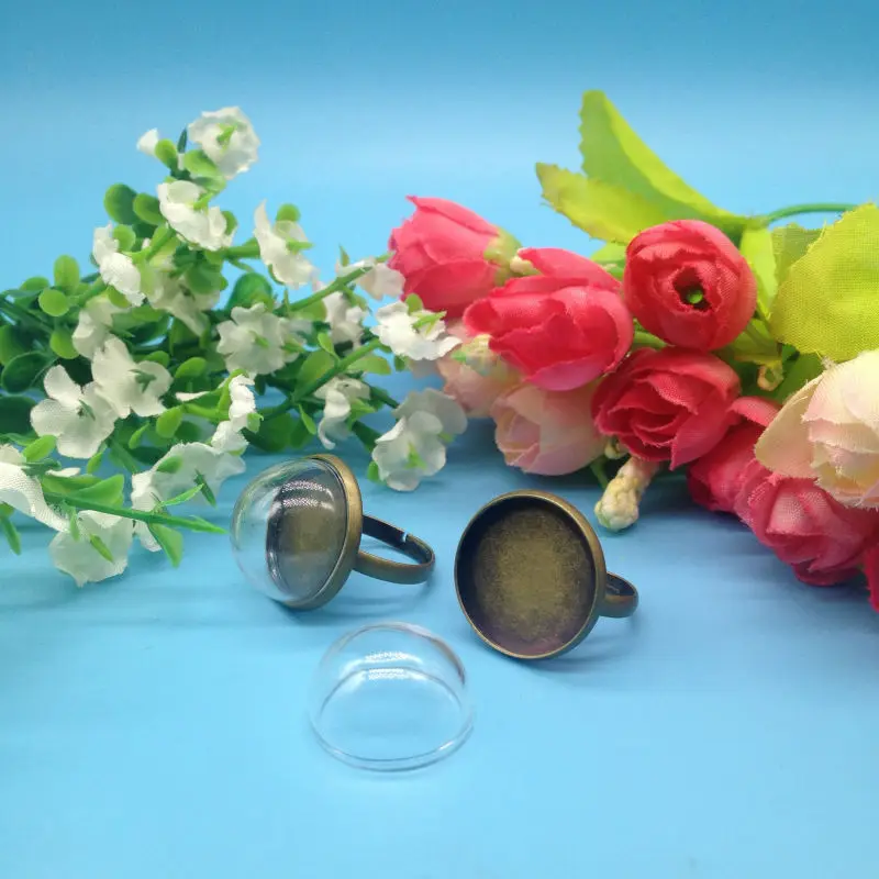 5 компл./Лот 20 мм полукруглые стеклянные круглые кольца из пузырчатого стекла